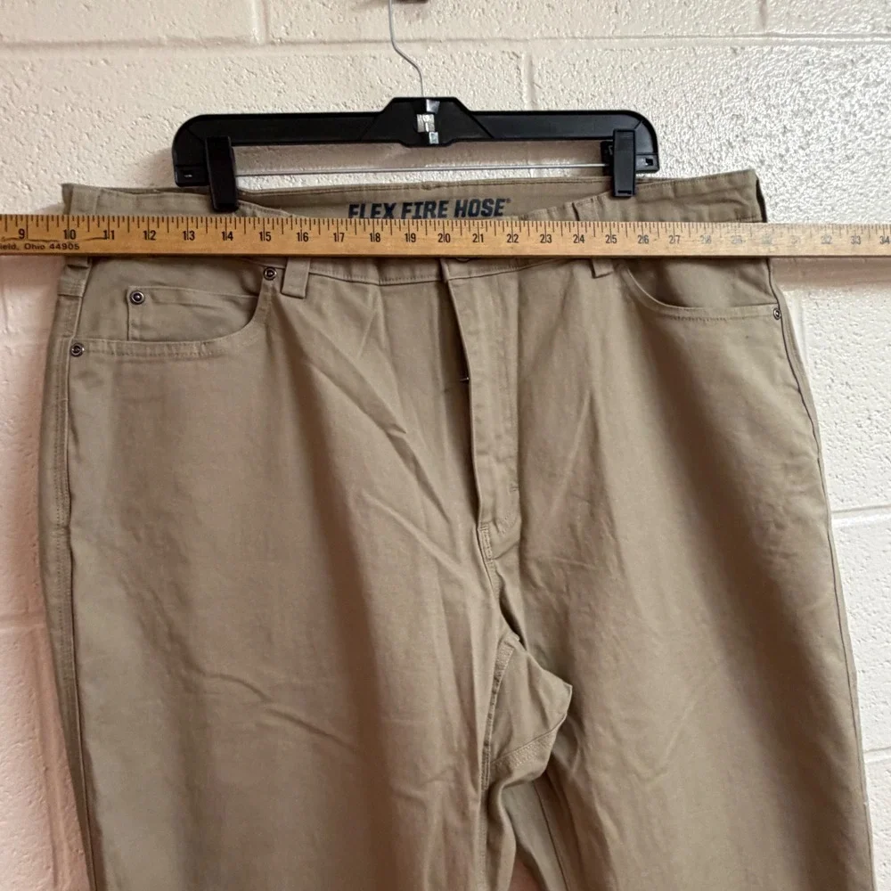 Duluth Mens Flex Fire Hose Work Pants 42x34Tan Khaki Durable Utility Gorpcore
